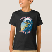 Ride with Jesus | Surfende Jezus Illustratie