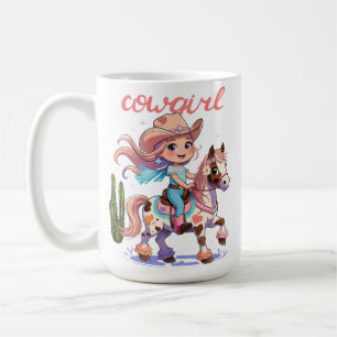 Ride with Joy - Schattigee cowgirl op haar gevlekt Koffiemok