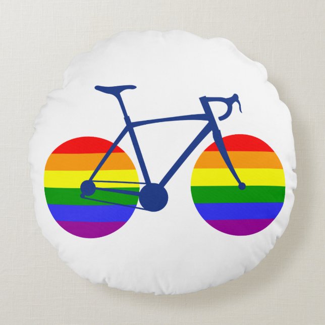 Ride with Pride Bike Rond Kussen (Voorkant)