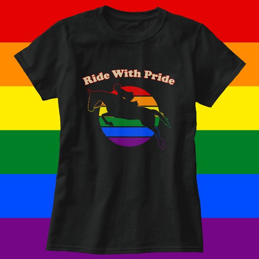 Ride with Pride - LGBTQ Retro Sunset Hunter Jumper T-shirt