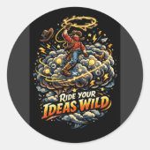 Ride your Ideas Wild Ronde Sticker (Voorkant)