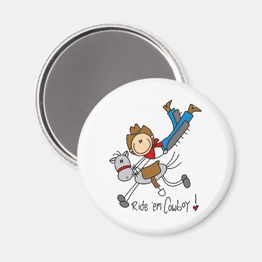 Ride ze Em Cowboy Stick figuur magneet (Voorkant / Achterkant)