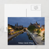Rideau Canal en Sussex Drive 's nachts. Briefkaart (Voorkant / Achterkant)