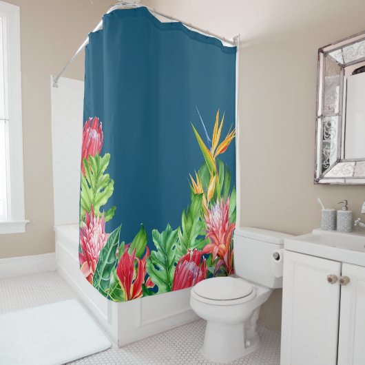 RIDEAU TROPICAAL BADKAMER DOUCHEGORDIJN (In situ)