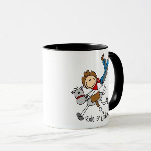 Ride'Em Cowboy Stick Figuur Mok (Voorkant rechts)