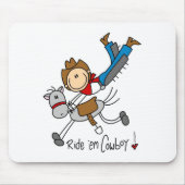 Ride'Em Cowboy Stick Figuur Mousepad Muismat (Voorkant)