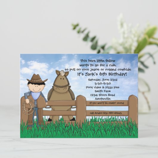 Ride'em Cowboy Uitnodiging (Staand voorkant)