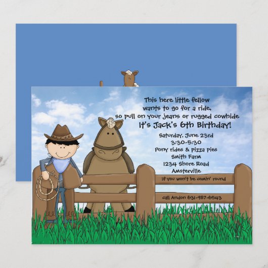 Ride'em Cowboy Uitnodiging (Voorkant / Achterkant)