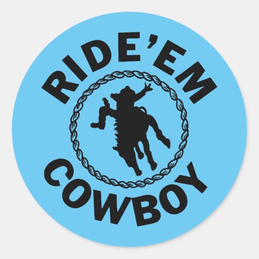 Ride'em Cowboy - Westerne Rodeo Ronde Sticker (Voorkant)