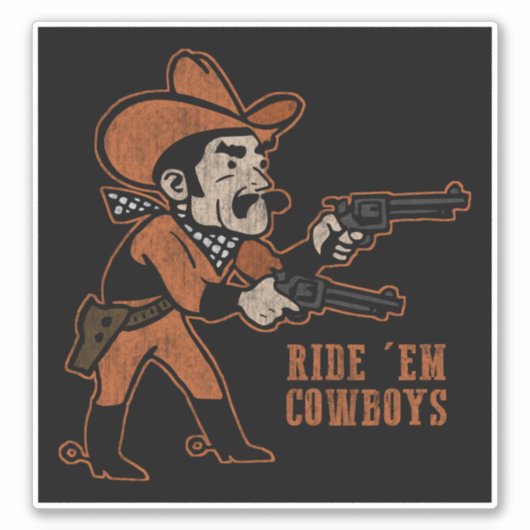 Ride'Em Cowboys  Distress Black Sticker (Voorkant)