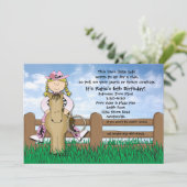 Ride'em Cowgirl Blonde Braided Invitation Kaart (Staand voorkant)