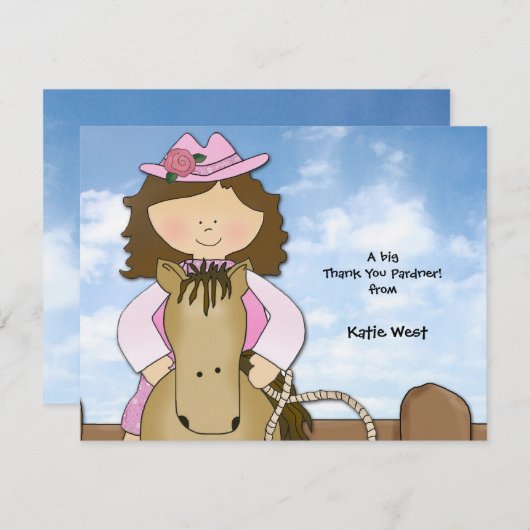 Ride'em Cowgirl Persoonlijk Dank u/Notecard Bedankkaart (Voorkant / Achterkant)
