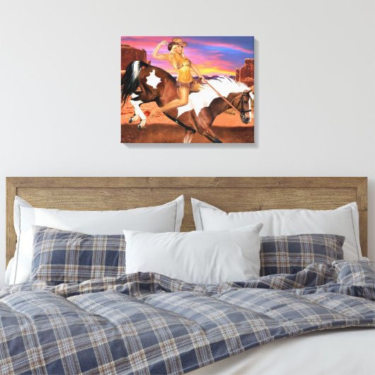 RIDE'M BRONCO COWGIRL CANVAS AFDRUK (Insitu (Slaapkamer))