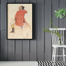 Rider in een rode munt door Edgar Degas Poster