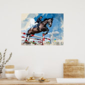 Rider Jumping Horse in Competition Poster (Keuken)