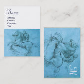 Rider op het fokken van paardenmonogram, blauw, cr visitekaartje (Voorkant / Achterkant)