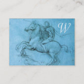 Rider op het kweken van paardenmonogram, blauw, zi visitekaartje (Achterkant)