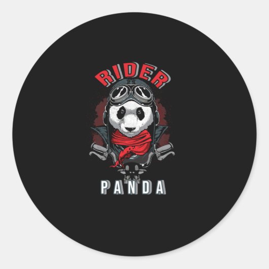 Rider Panda Ronde Sticker (Voorkant)