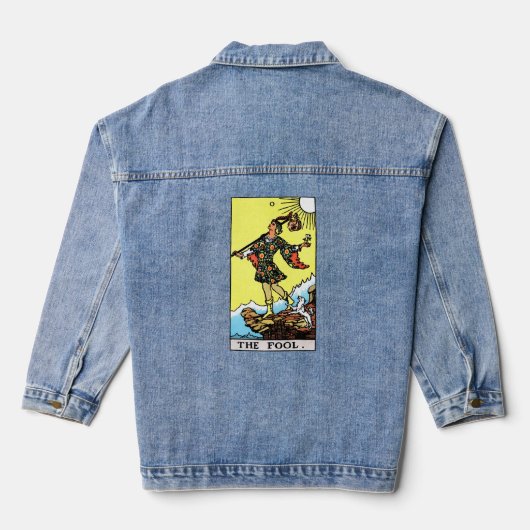 Rider Waite Tarot Major Arcana De Dwaas Denim Jacket (Achterkant)