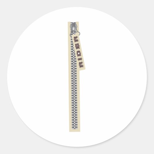 Rider Zipper Ronde Sticker (Voorkant)