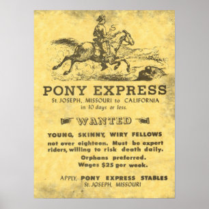 Riders gezocht 🌵 Pony Express USA Western Poster