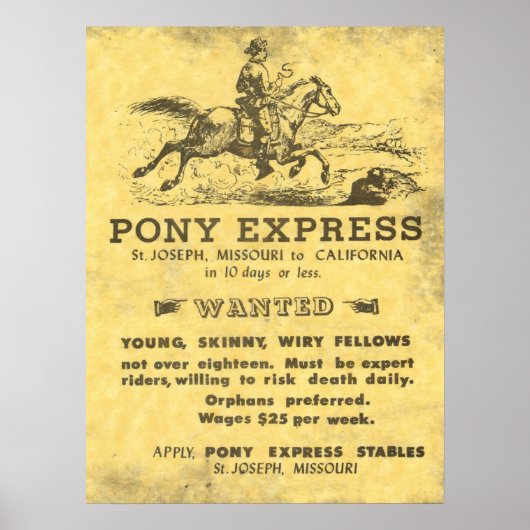 Riders gezocht 🌵 Pony Express USA  Western Poster (Voorkant)