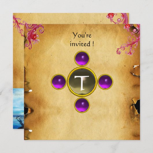 RIDERS IN DE STORM monogram amethyst Kaart (Voorkant / Achterkant)