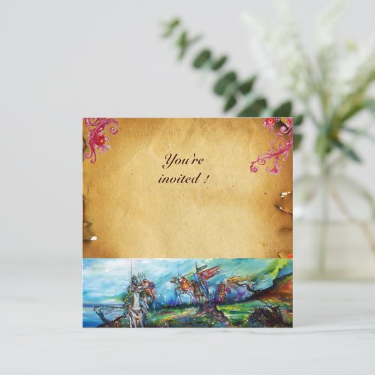 RIDERS IN HET STORM Knight Horseback Parchment Kaart (Staand voorkant)