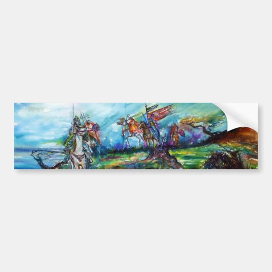 RIDERS IN HET STORM Medieval Knight Horseback Bumpersticker (Voorkant)