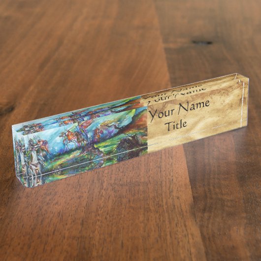 RIDERS IN HET STORM Medieval Knight Horseback Naambordje (Zijkant)