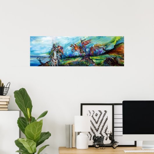 RIDERS IN HET STORM Medieval Knight Horseback Poster (Thuiskantoor)