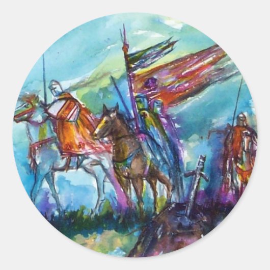 RIDERS IN HET STORM Medieval Knight Horseback Ronde Sticker (Voorkant)