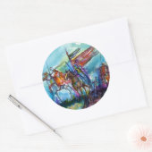 RIDERS IN HET STORM Medieval Knight Horseback Ronde Sticker (Envelop)