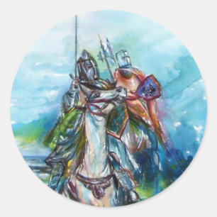 RIDERS IN HET STORM Medieval Knight Horseback Ronde Sticker