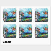 RIDERS IN HET STORM Medieval Knight Horseback Vierkante Sticker (Vel)