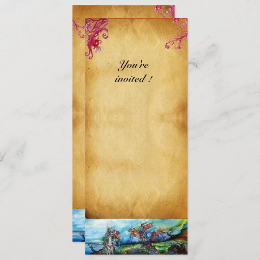 RIDERS IN STORM Knight Horseback Parchment Invite Kaart (Voorkant / Achterkant)
