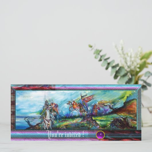 RIDERS IN STORM Knight Horseback Parchment Invite Kaart (Staand voorkant)
