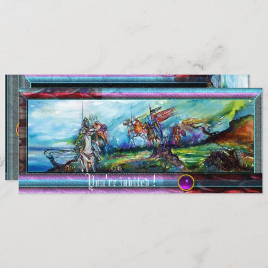 RIDERS IN STORM Knight Horseback Parchment Invite Kaart (Voorkant / Achterkant)