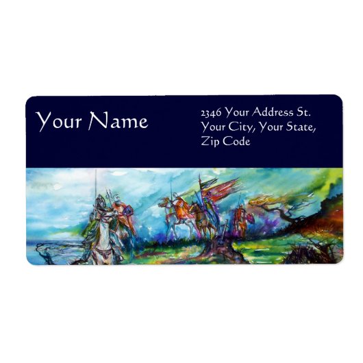 RIDERS IN STORM Medieval Knachten Horseback Blue Etiket (Voorkant)