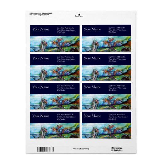 RIDERS IN STORM Medieval Knachten Horseback Blue Etiket (Full Sheet)