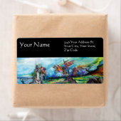 RIDERS IN STORM Medieval Knight Horseback Black Etiket (Insitu)