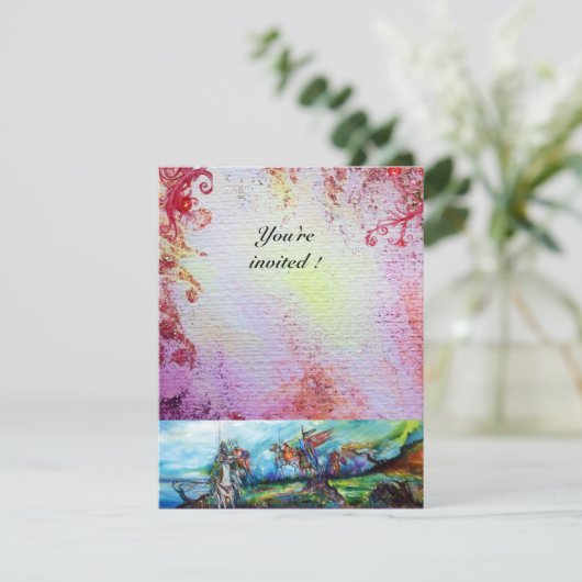 RIDERS IN STORM Medieval Knight Horseback Paars Kaart (Staand voorkant)