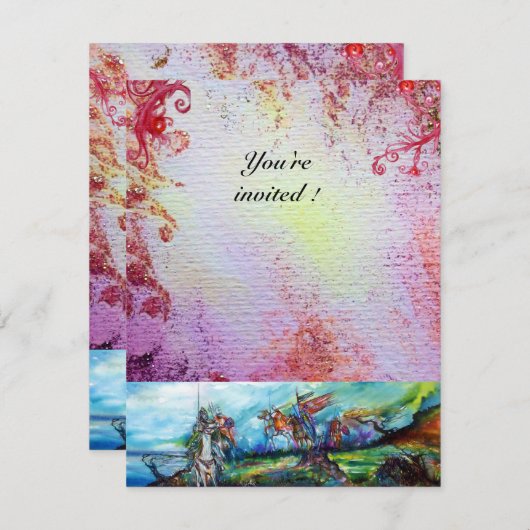 RIDERS IN STORM Medieval Knight Horseback Paars Kaart (Voorkant / Achterkant)