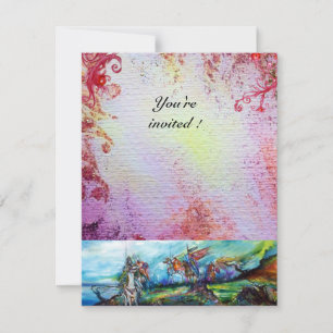 RIDERS IN STORM Medieval Knight Horseback Paars Kaart