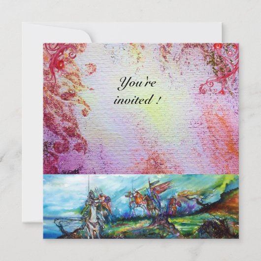 RIDERS IN STORM Medieval Knight Horseback Paars Kaart (Voorkant)