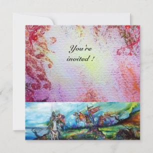 RIDERS IN STORM Medieval Knight Horseback Paars Kaart