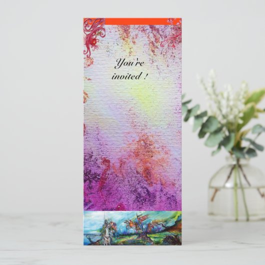 RIDERS IN STORM Medieval Knight Horseback Paars Kaart (Staand voorkant)