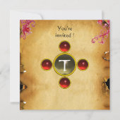 RIDERS IN STORM, MEDIEVAL KNIGHTS Ruby Monogram Kaart (Voorkant)