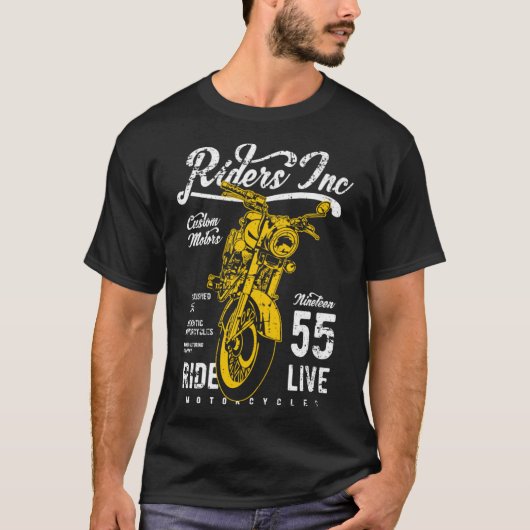 Riders Inc 1955  Retro Motorcycle Distress T-shirt (Voorkant)