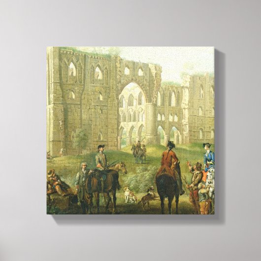 Riders Pausing the Ruins of Rievaulx Abbey, c.1 Canvas Afdruk (Voorkant)